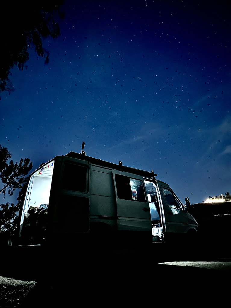 Night sky with van